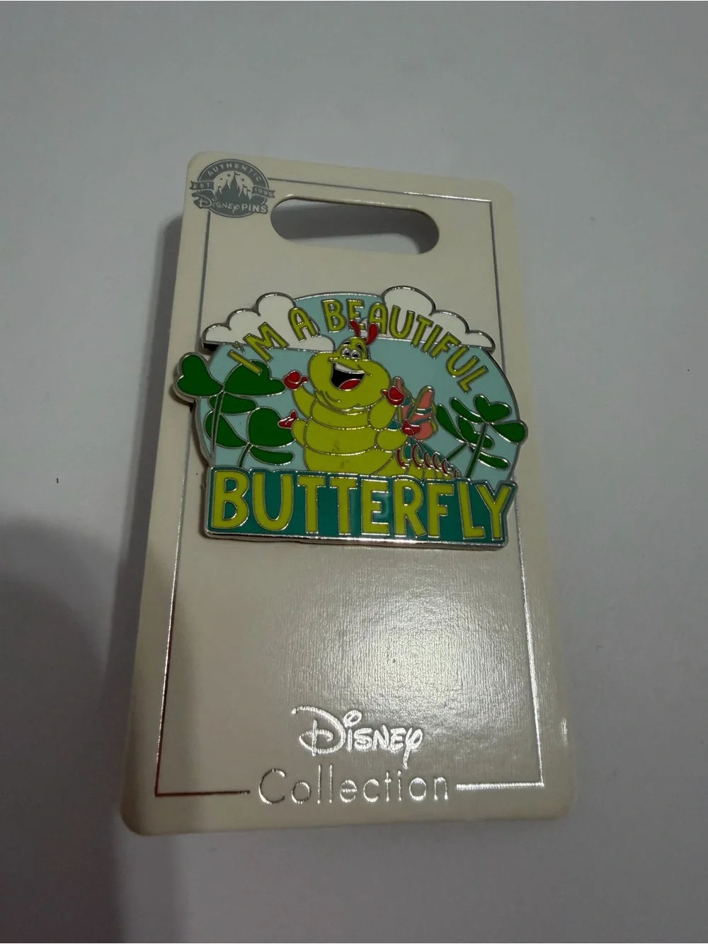 Disney Green & Yellow 'I'm A Beautiful Butterfly' Character Enamel Pin